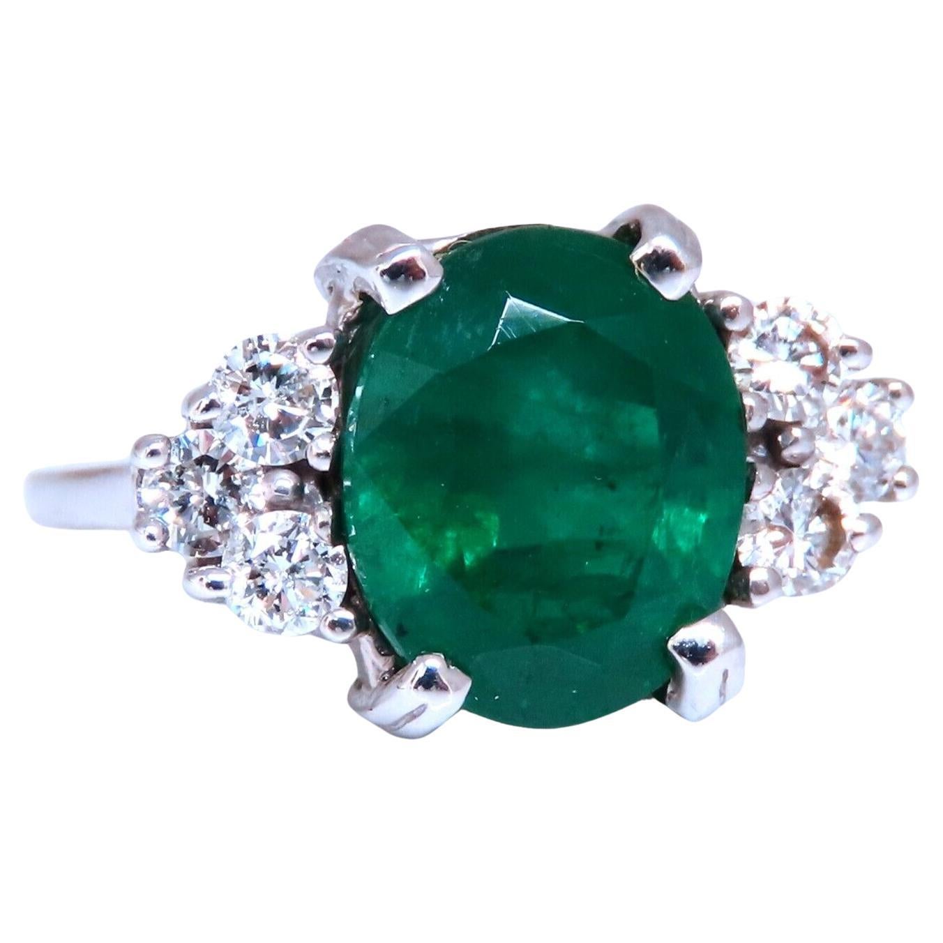 Emerald Diamonds Ring 14kt 4.07ct Natural Oval Brilliant For Sale