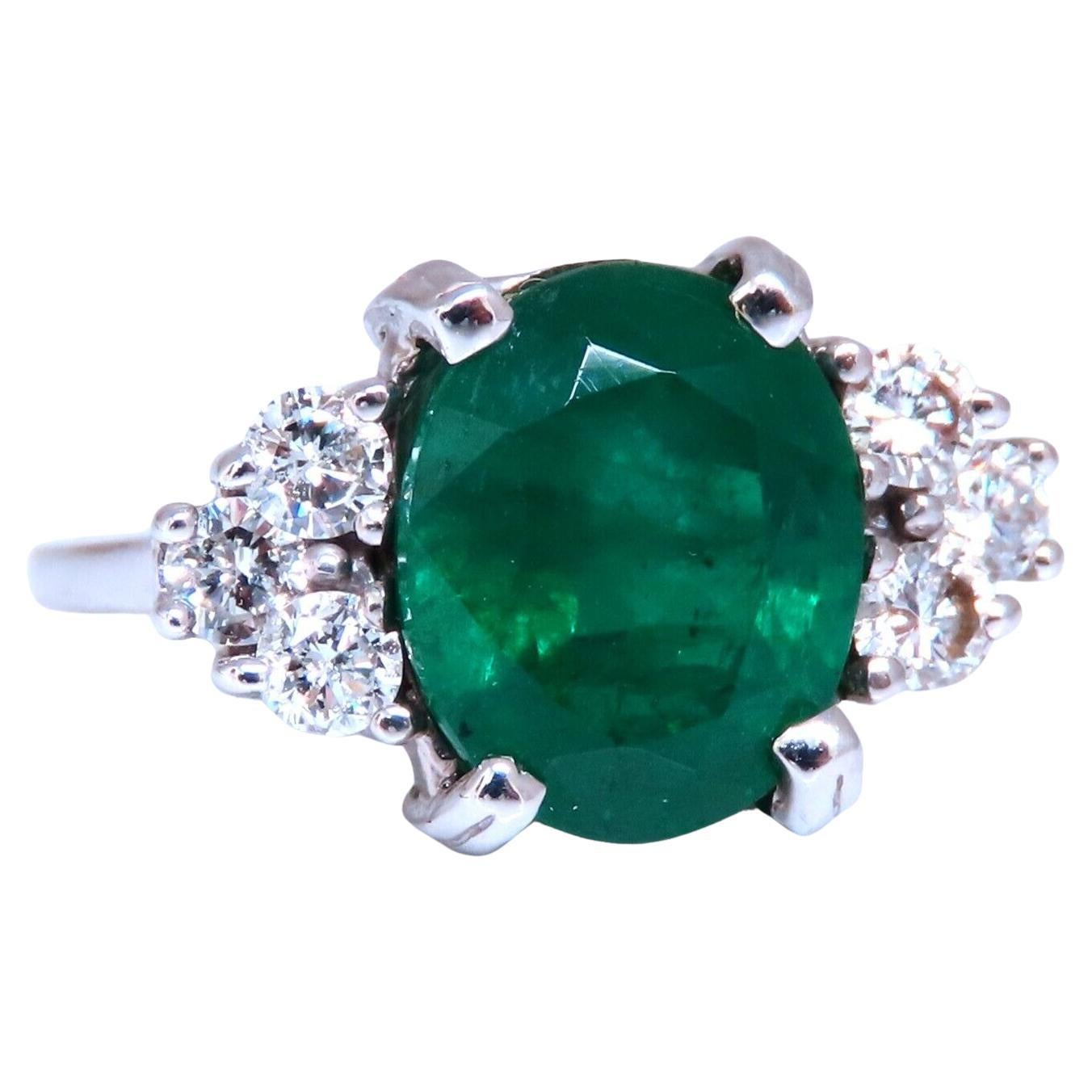 Emerald Diamonds Ring 14kt 4.07ct Natural Oval Brilliant