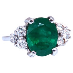 Smaragd Diamanten Ring 14kt 4.07ct Natürlicher Oval Brillant