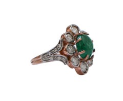 Emerald, Diamonds, Rose Gold and Silver Ring.