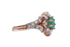 Emerald, Diamonds, Rose Gold and Silver Ring.