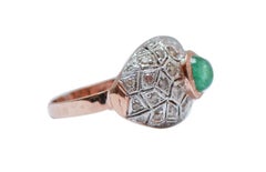 Emerald, Diamonds, Rose Gold and Silver Ring.