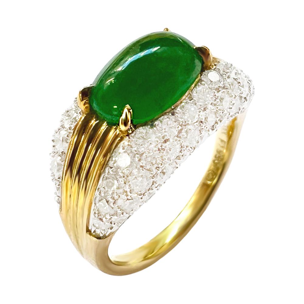 Art Deco Emerald Dome Ring For Sale