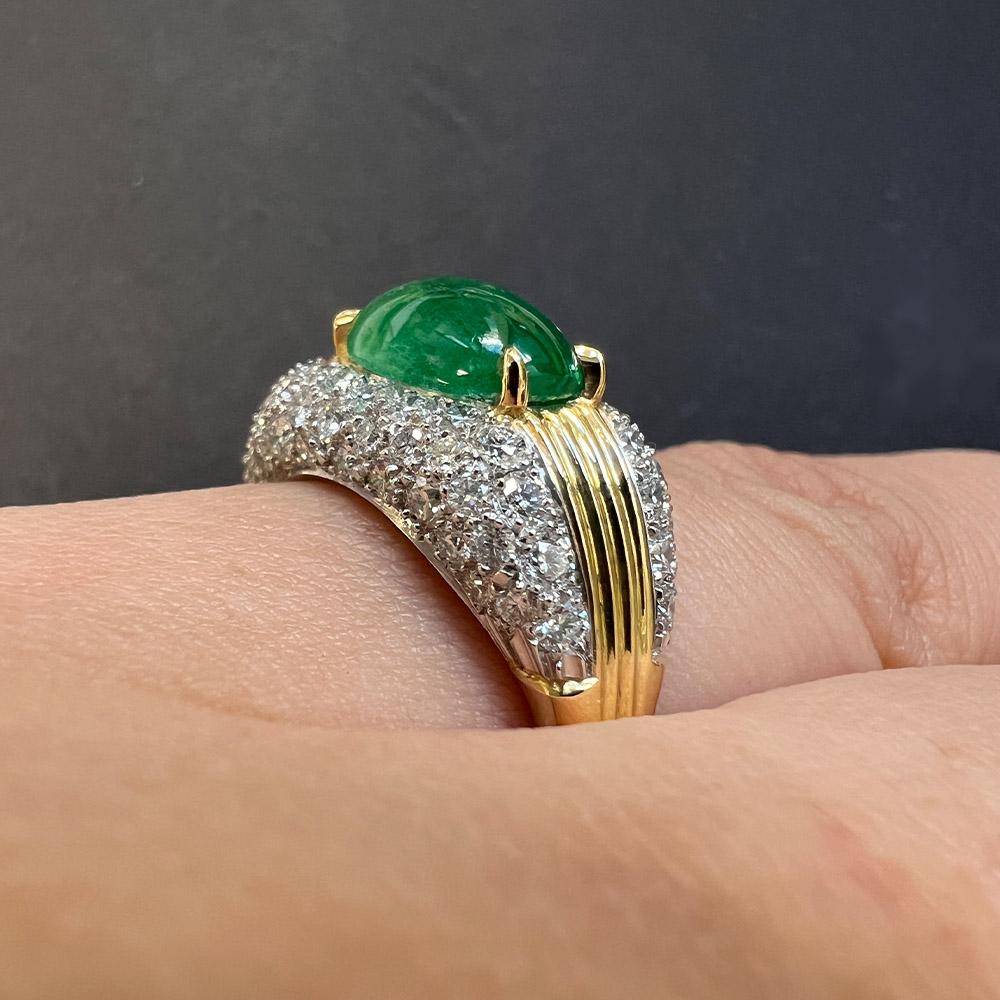 Women's or Men's Emerald Dome Ring For Sale