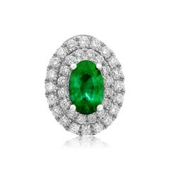 Emerald Double Halo Stud Earrings