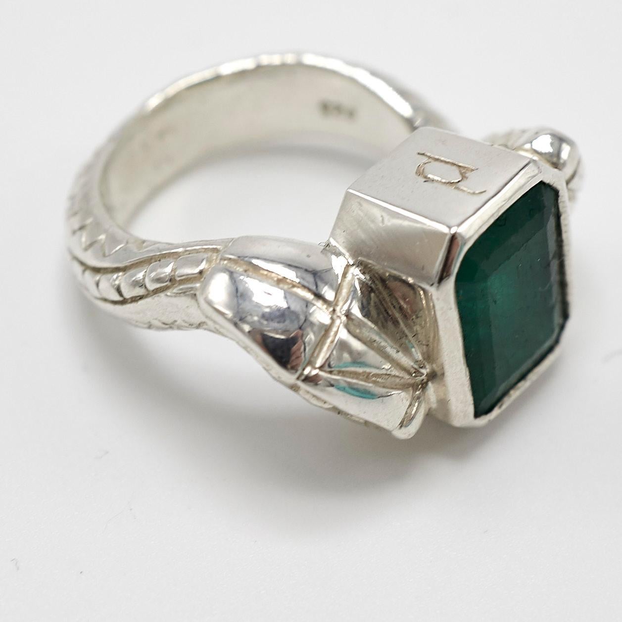 Emerald Double Head Silver Snake Ring Statement J Dauphin

J DAUPHIN 