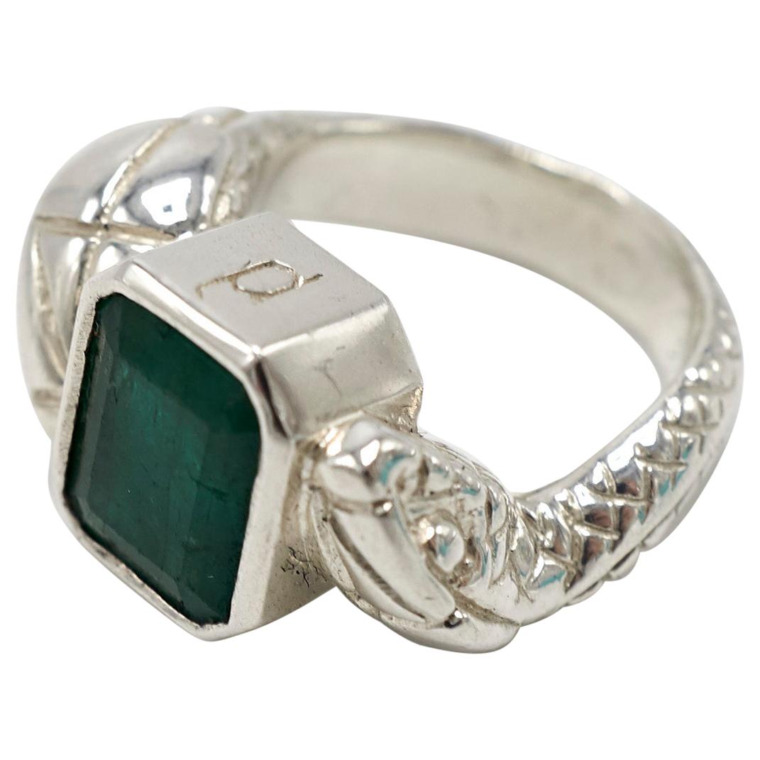 Emerald Double Head Silver Snake Ring Statement J Dauphin