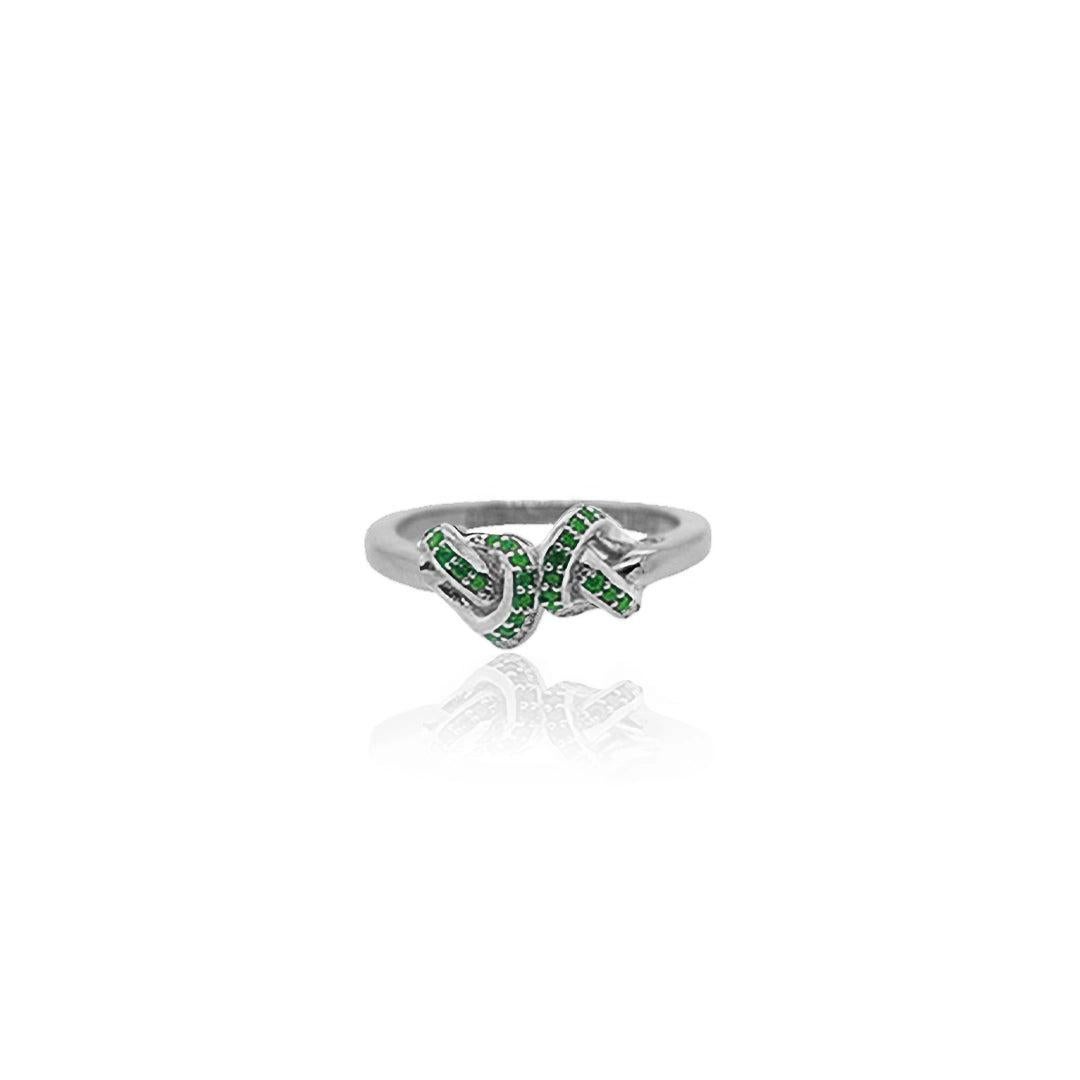 Emerald Knot Diamond ring 

 *18ct yellow gold and diamond ready to ship Size M AUD/UK * 

or custom order  in 18ct white, rose gold or yellow gold  Ethically sourced gold 

*Can be made in diamonds, sapphires rubies or other gemstones at request 

