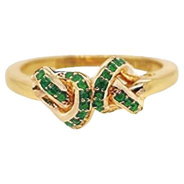 Emerald Double Knot Ring in 18 Carat Yellow / Rose or White Gold  For Sale