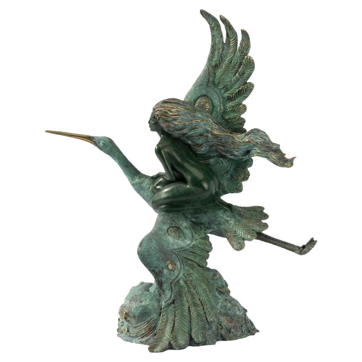 "Emerald Dream" Bronze Sculpture by Jiang Tie Feng, '1991' For Sale