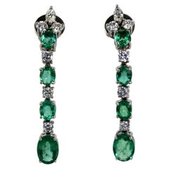 Emerald Drop Dangle Earrings 5 Carats 18K