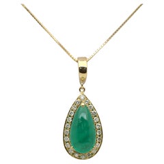 Emerald Drop Diamond Gold Pendant