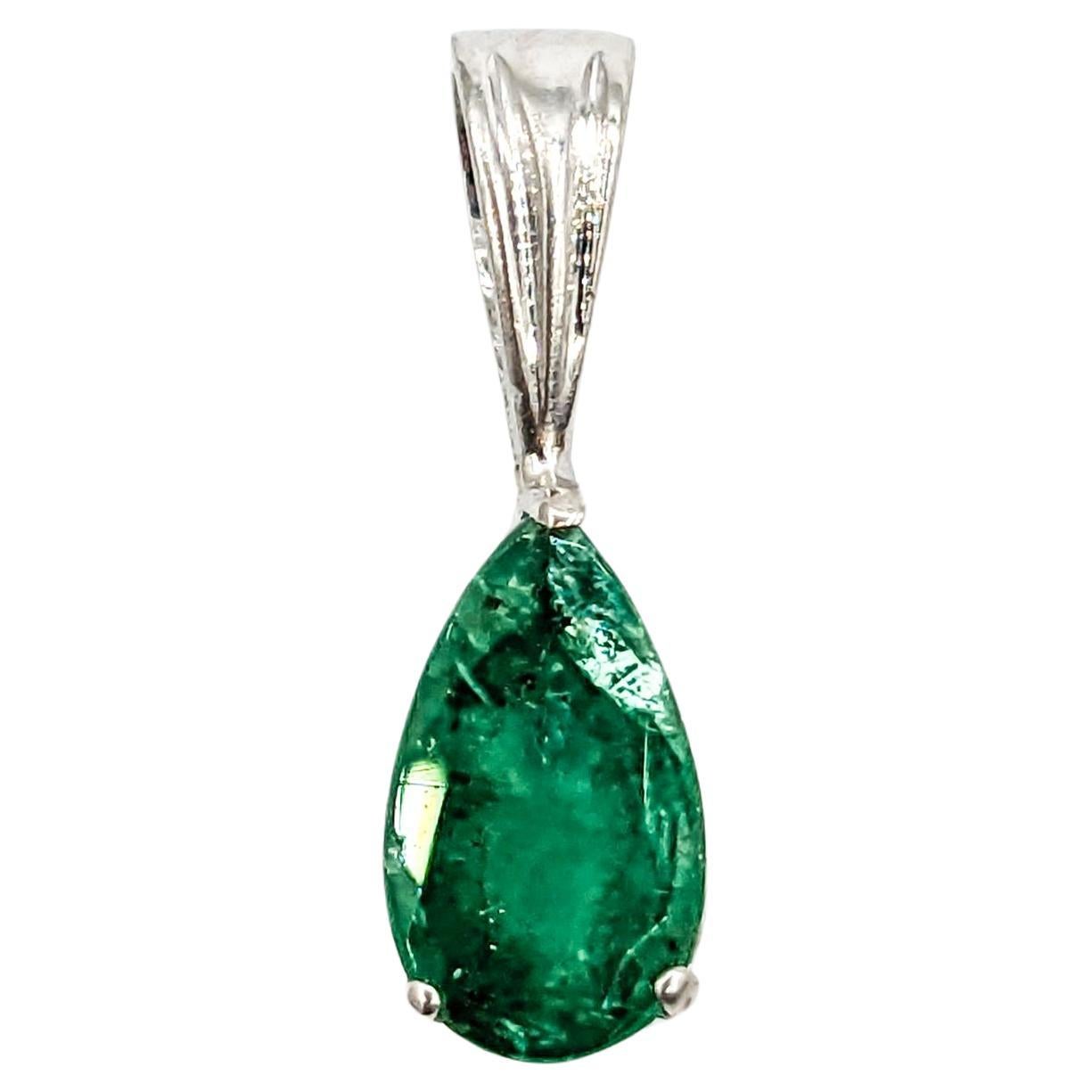 Emerald Drop Pendant in Platinum

Unveil the allure of our magnificent pendant, intricately crafted in 900pt platinum, and adorned with a brilliant 0.75ct pear shape emerald. The sparkling gem captures the essence of timeless beauty. This exquisite