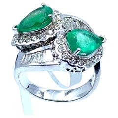 Vintage Emerald Drops and Diamonds Ring