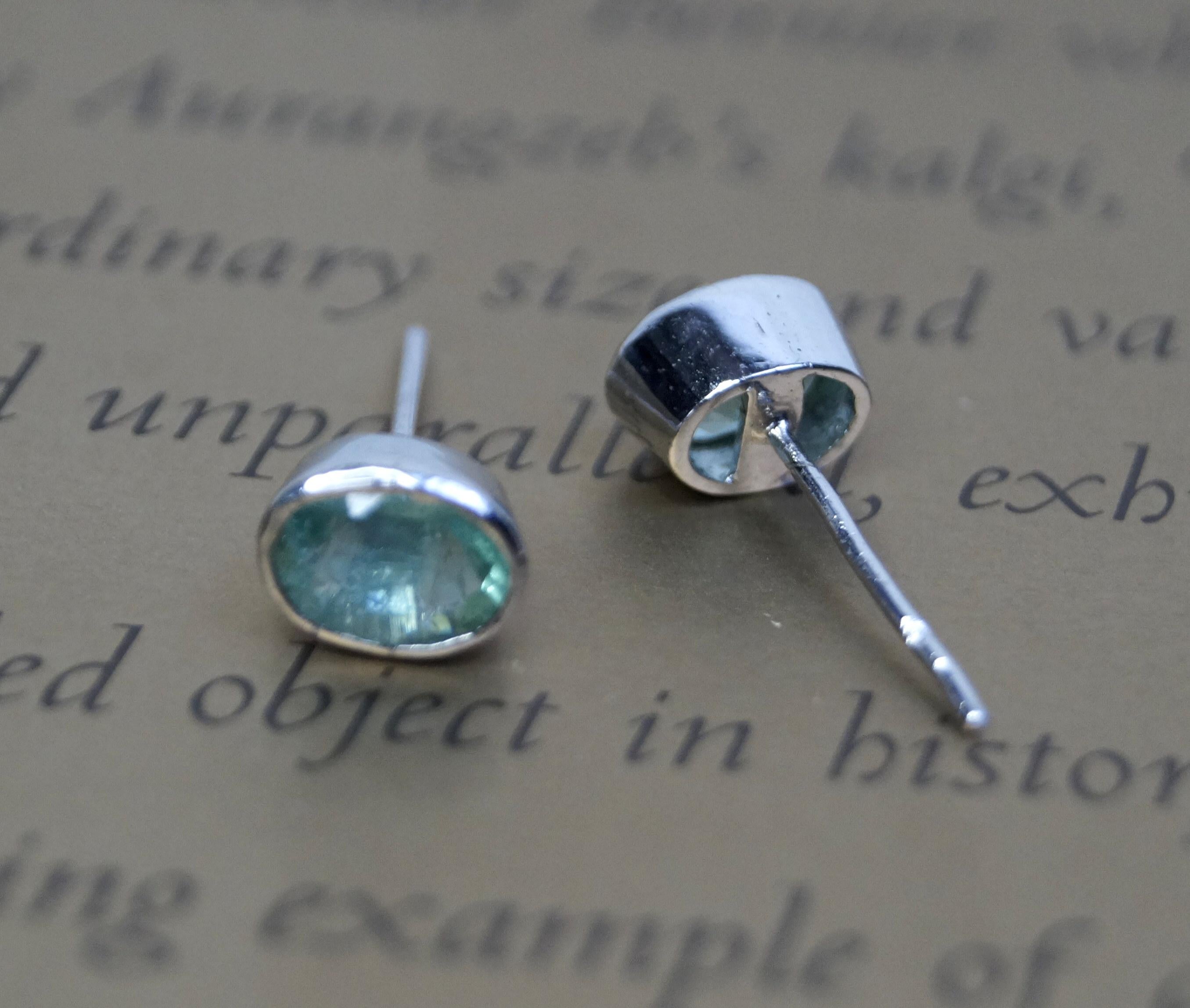 Boucles d'oreilles en argent sterling 925 avec meraude certifie 3,10 carats Pour femmes en vente