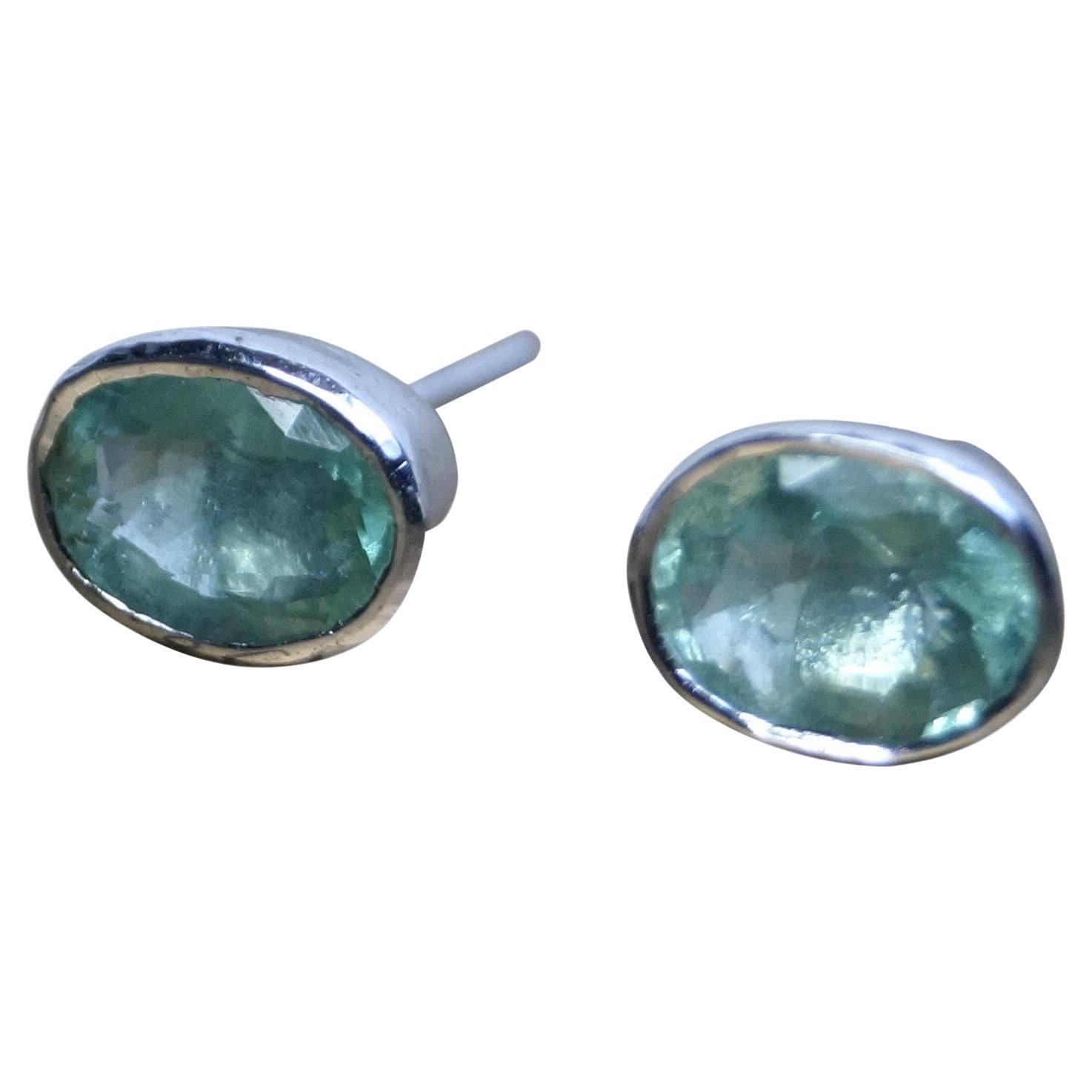 Emerald Earring Certified 3.10ctw Emerald 925 Sterling Silver Earring