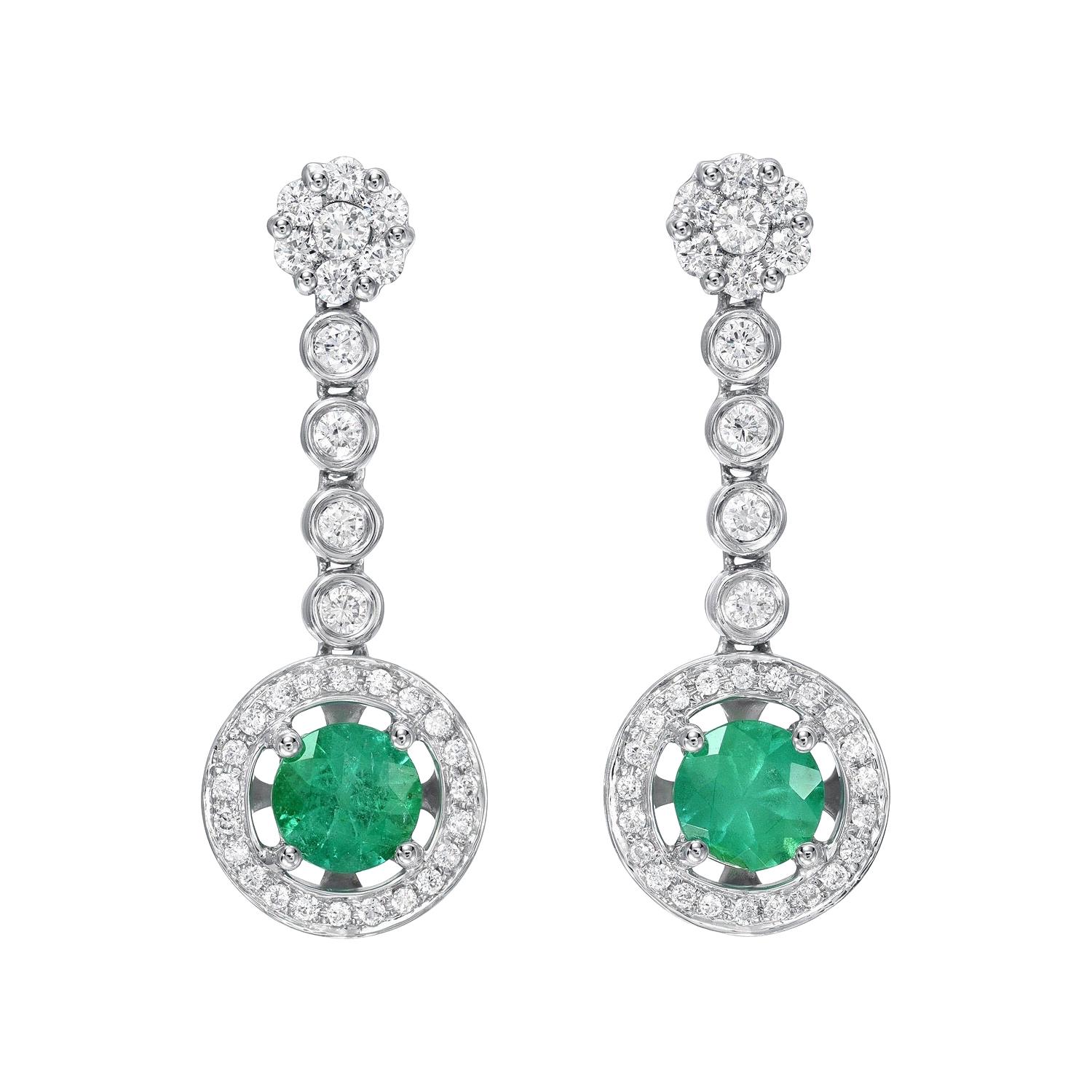 Emerald Earrings 0.98 Carats Round