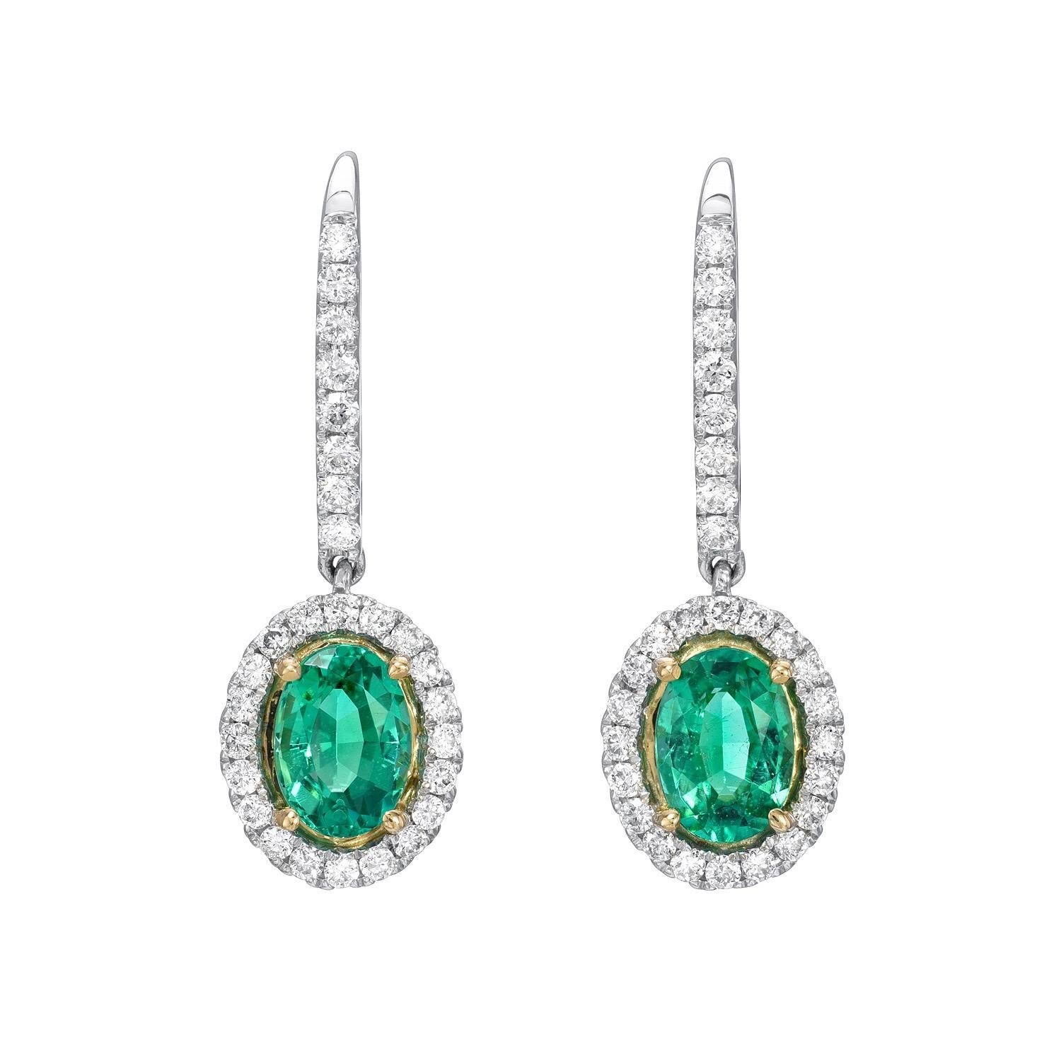 Contemporary Emerald Earrings 1.48 Carat Ovals