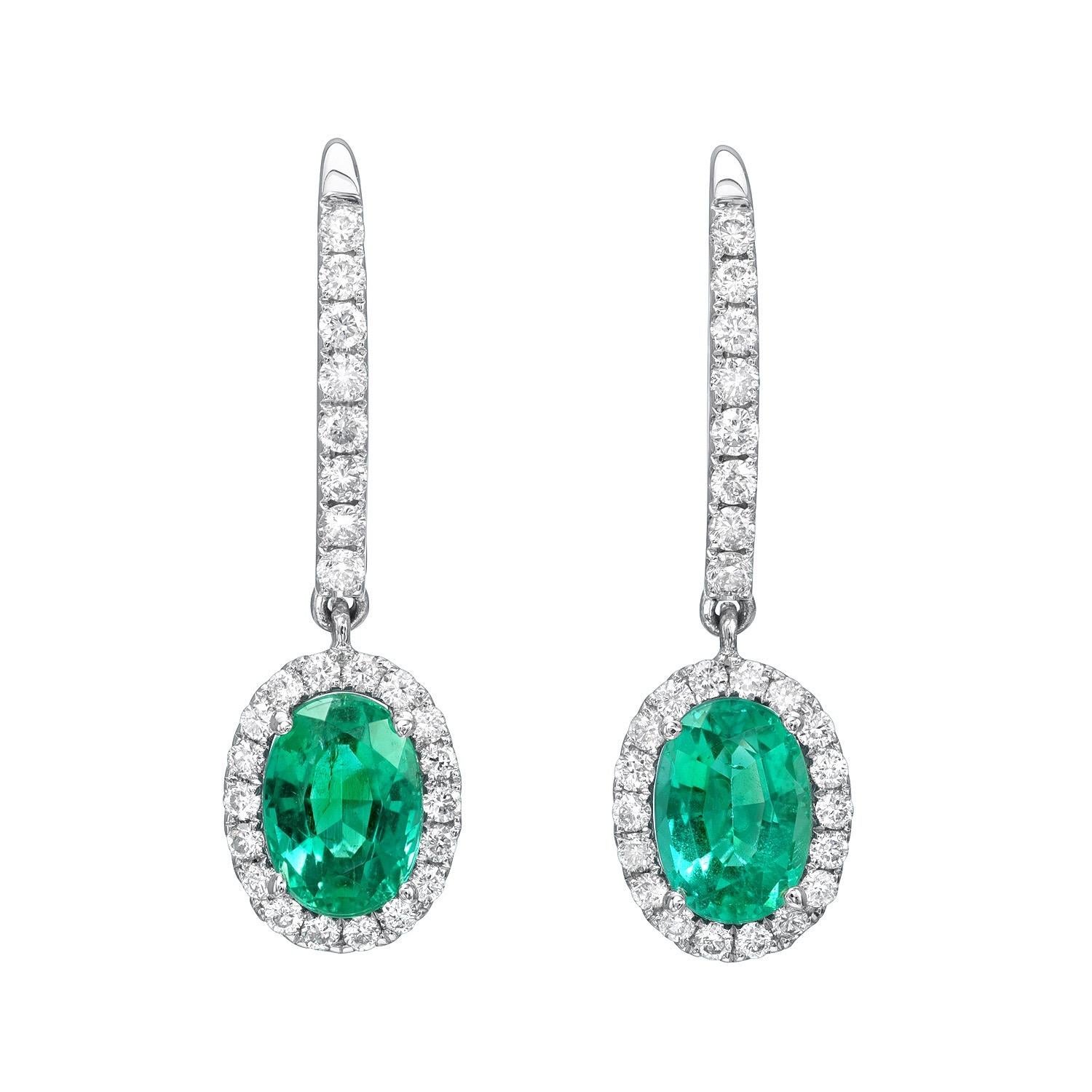 Contemporary Emerald Earrings 1.50 Carat Ovals