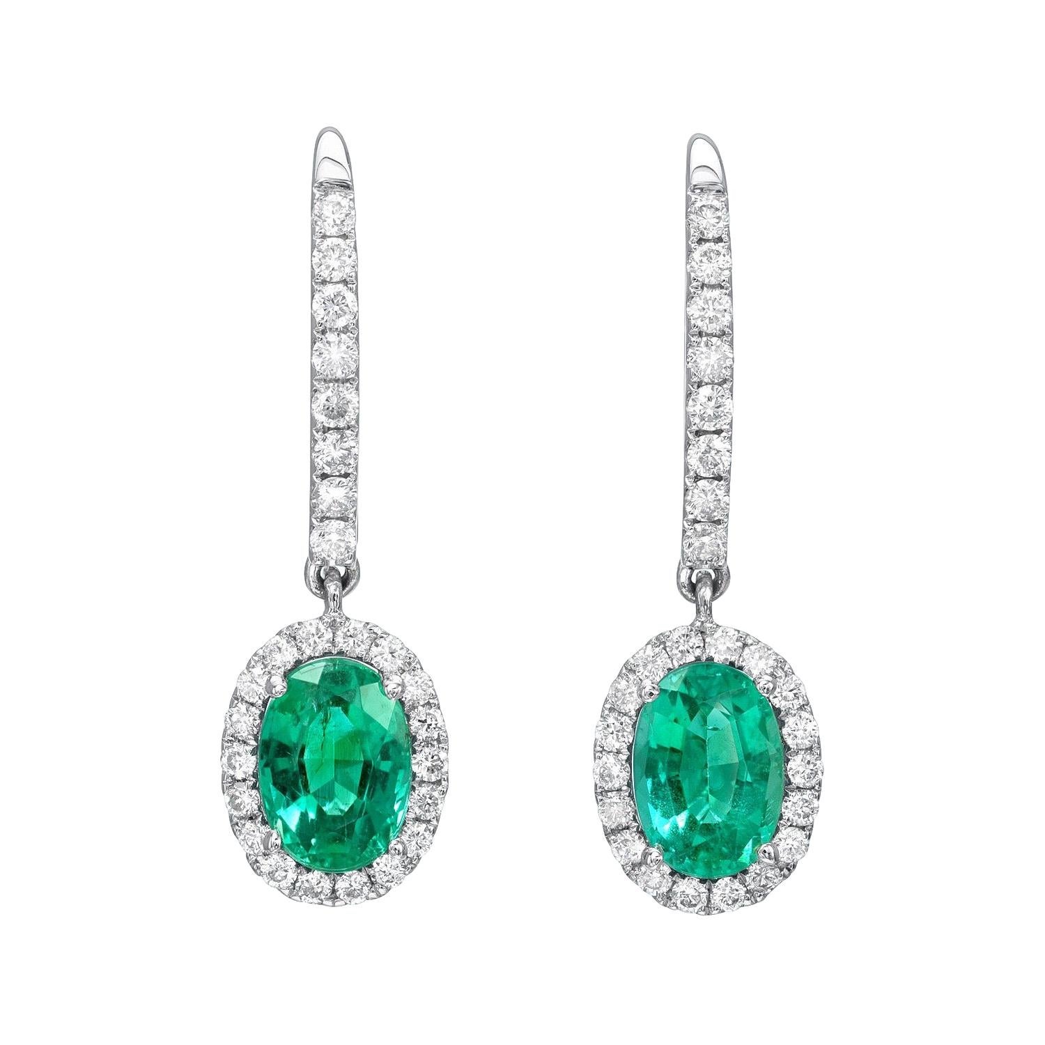 Emerald Earrings 1.50 Carat Ovals