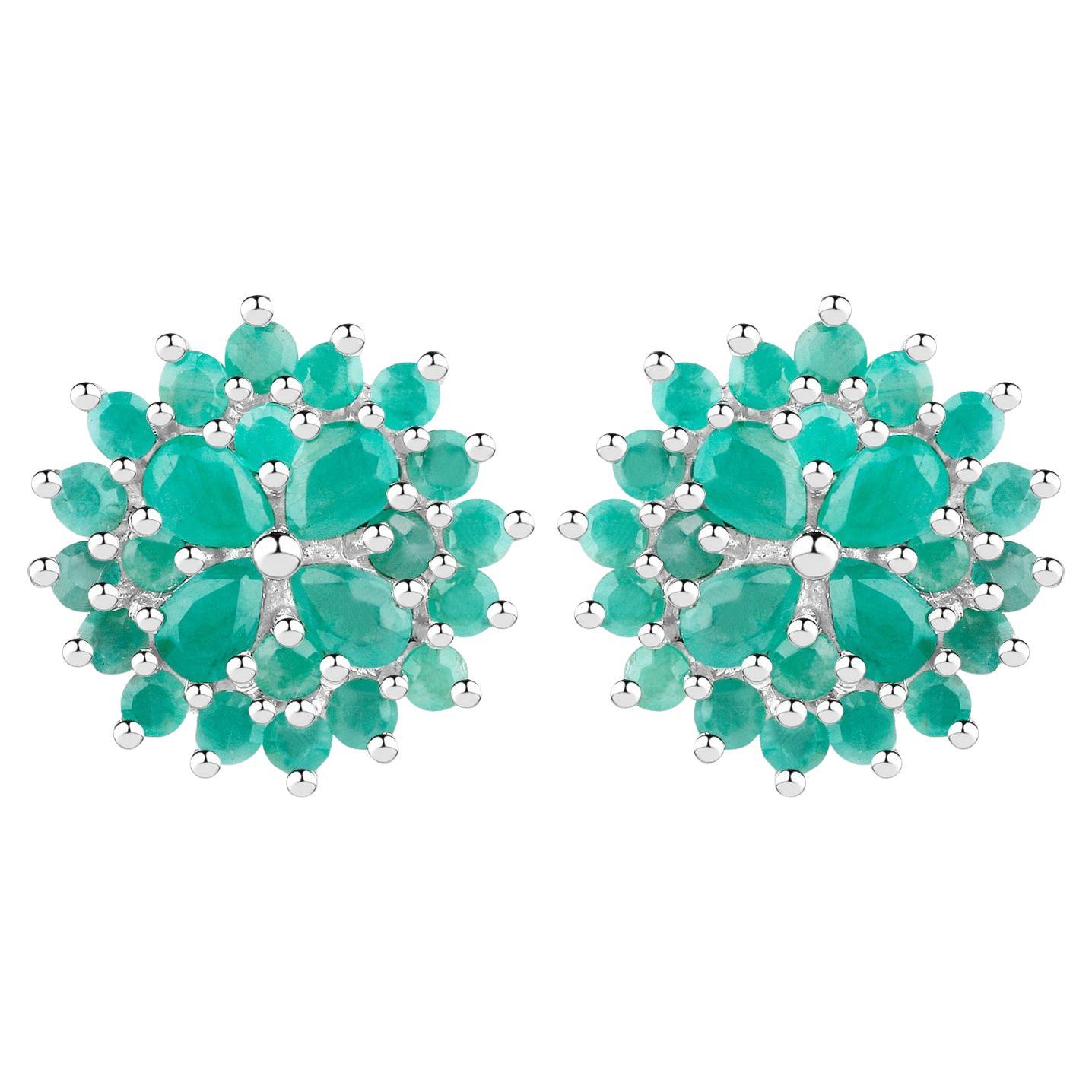 da uomo o donna Orecchini con smeraldo da 2,3 carati in argento sterling in vendita