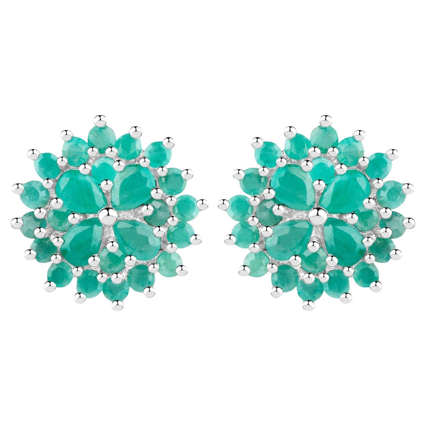 Emerald Earrings 2.3 Carats Sterling Silver