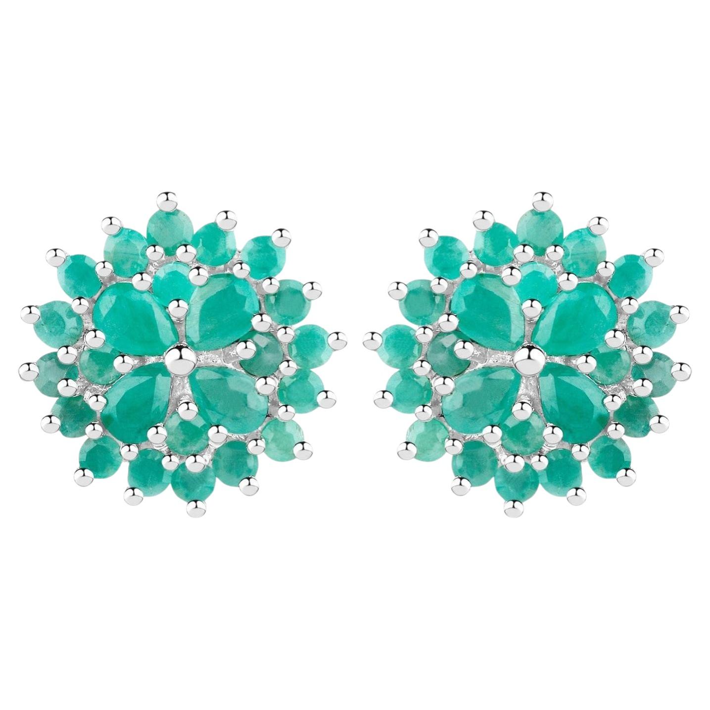 Smaragd-Ohrringe 2,3 Karat Sterling Silber