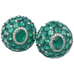 Emerald Earrings 27.64 Carat with Diamonds 1.20 Carat F/VS 18 Karat Gold