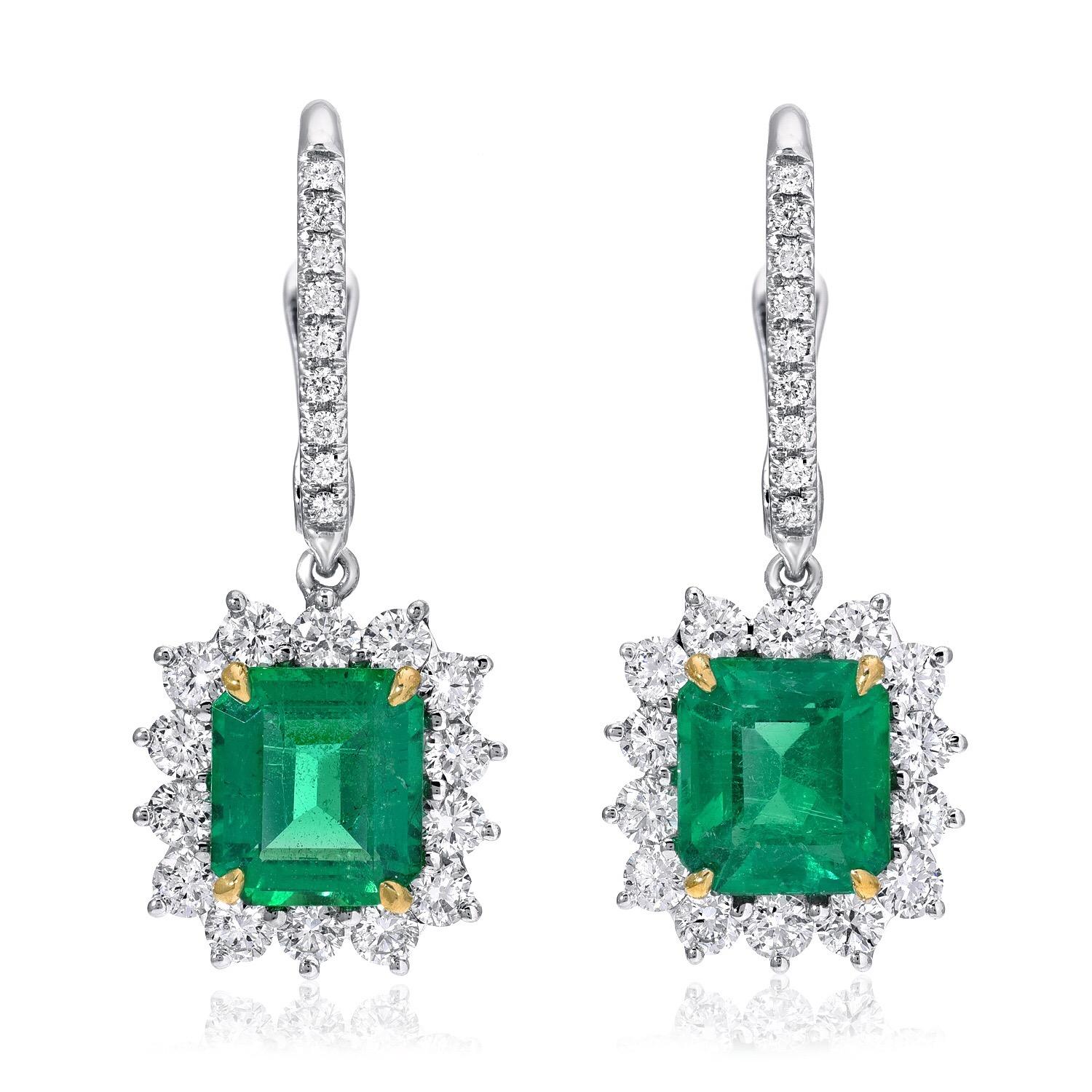 Contemporary Emerald Earrings Emerald Cut 2.68 Carats 