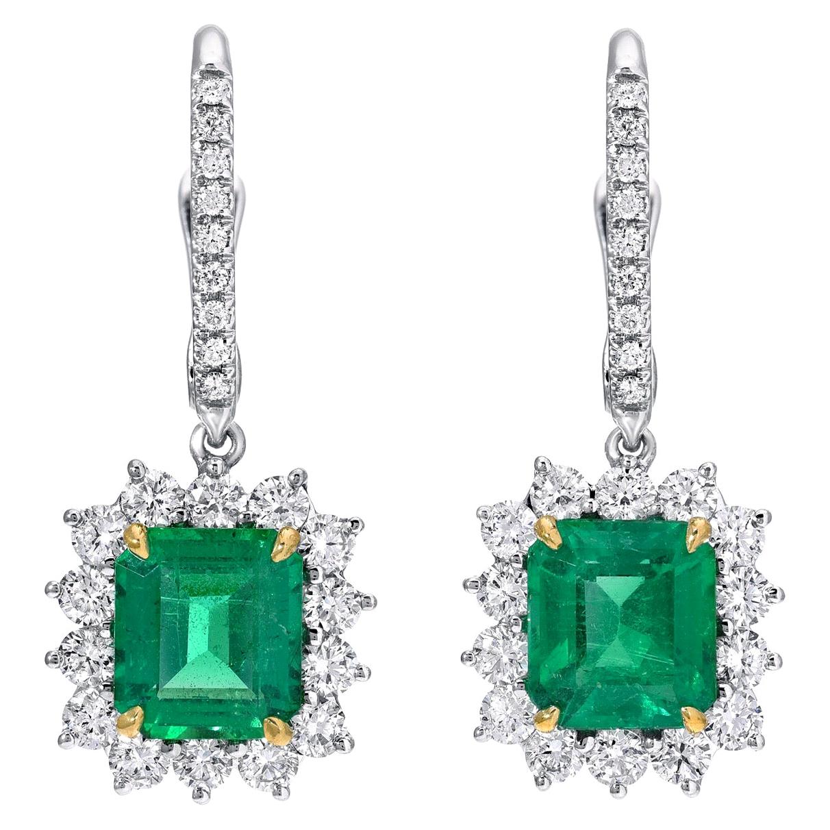 Emerald Earrings Emerald Cut 2.68 Carats 