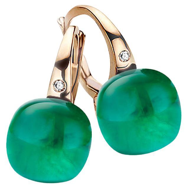 Emerald Earrings in 18kt Rose Gold by Bigli For Sale