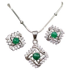 Pendientes y Collar Colgante Esmeralda Piedras Preciosas Juego de Joyas de Plata 925 1,5 Ct-Swat