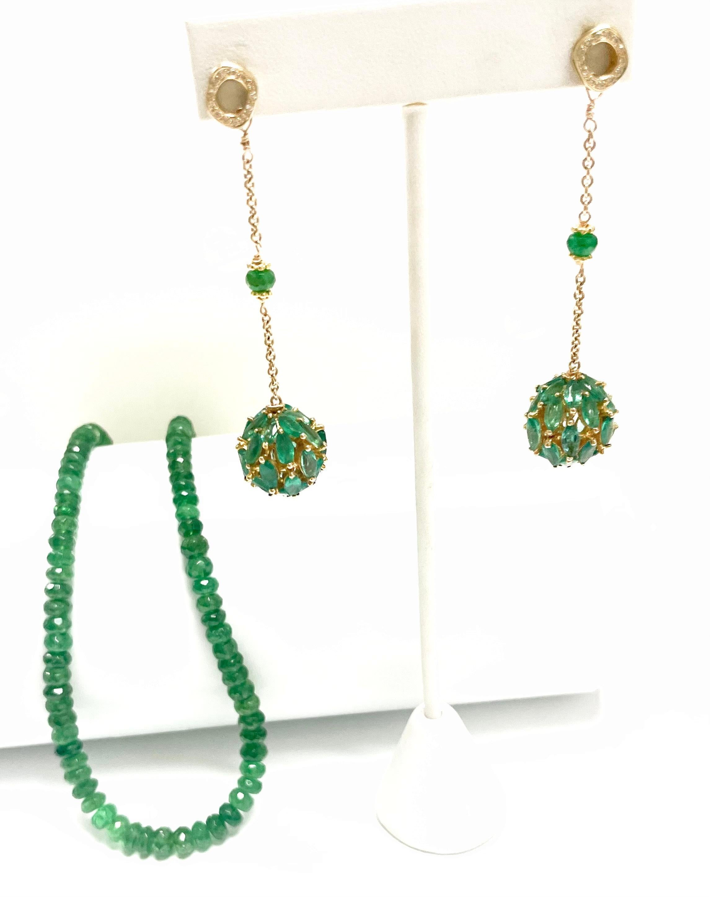 Women's Emerald Earrings with Paradizia Diamonds For Sale