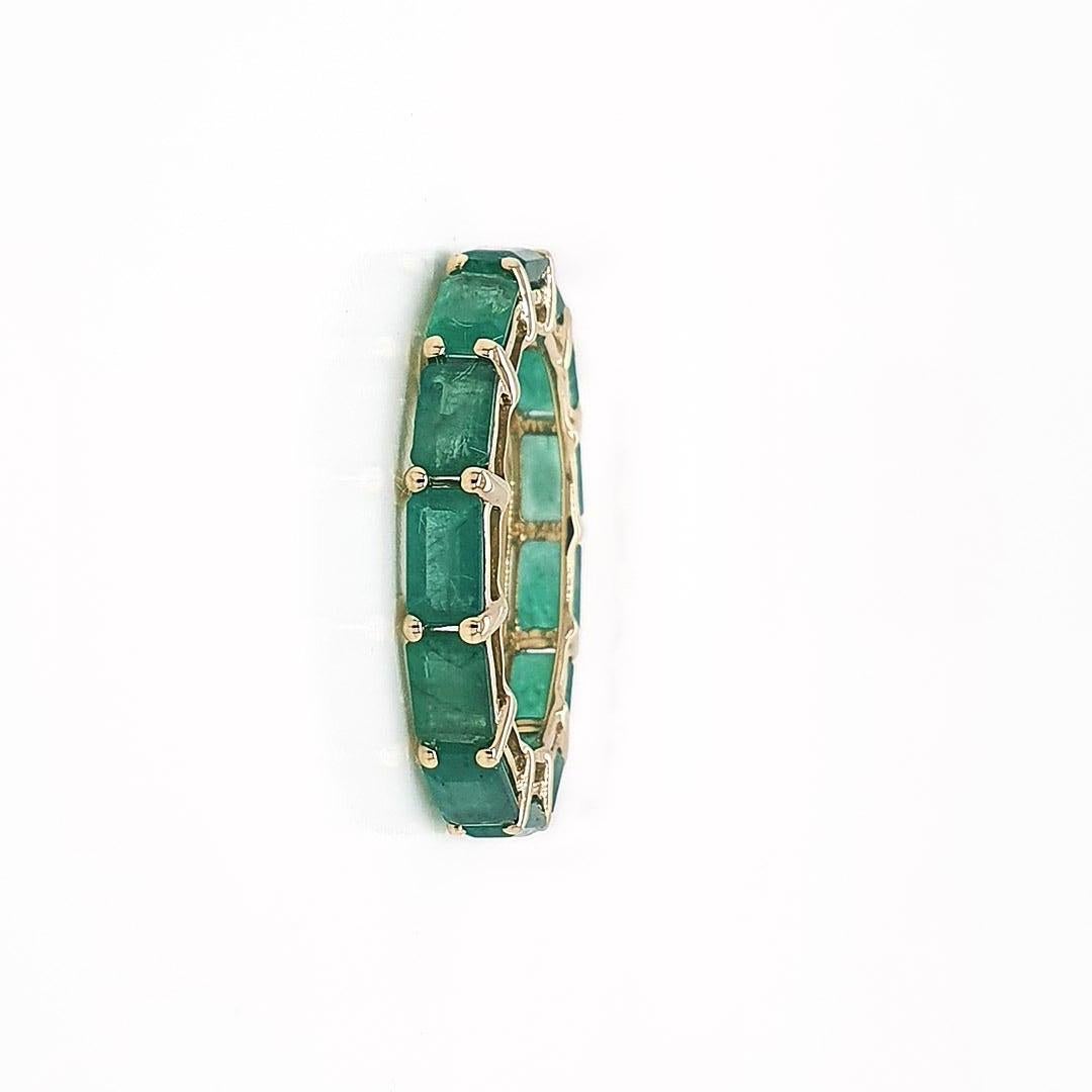Octagon Cut Emerald East West Octagon Band 14k Gold  For Sale