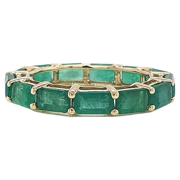 Emerald East West Octagon Band 14k Gold  For Sale