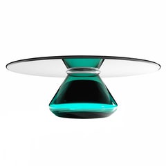 "Emerald Eclipse" Contemporary Coffee Table Ft. Glass Base&Top by Grzegorz Majka