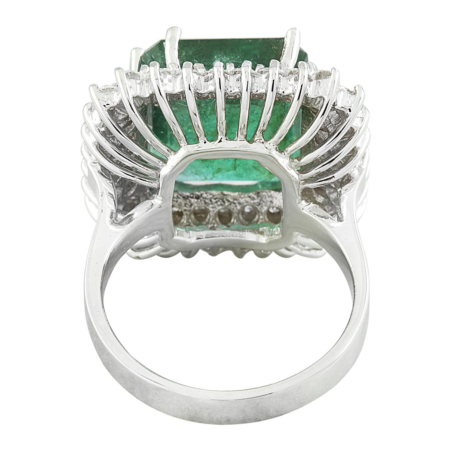 Emerald Cut Emerald Elegance: Natural Emerald Diamond Ring in 14K White Gold For Sale