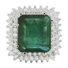 Emerald Elegance: Natural Emerald Diamond Ring in 14K White Gold