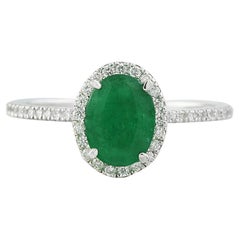 Emerald Elegance: Natural Emerald Diamond Ring in 14K White Gold
