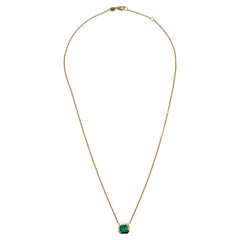 Emerald Emerald Cut Bezel Necklace in 18K Yellow Gold