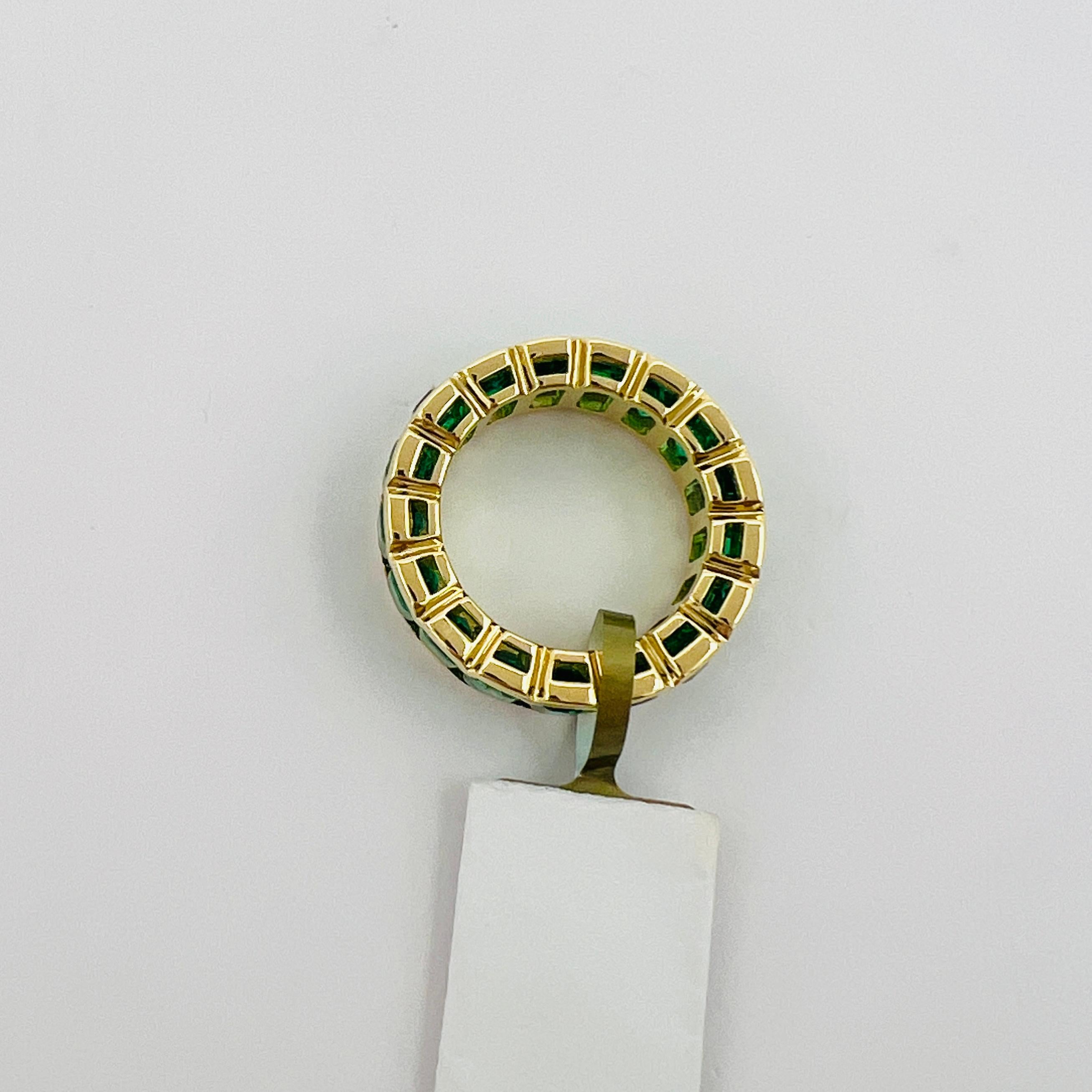 Emerald Emerald Cut Eternity Band Ring in 18K Yellow Gold For Sale 3