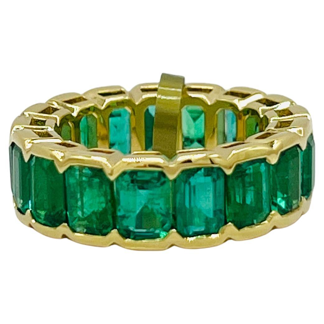 Emerald Emerald Cut Eternity Band Ring in 18K Yellow Gold