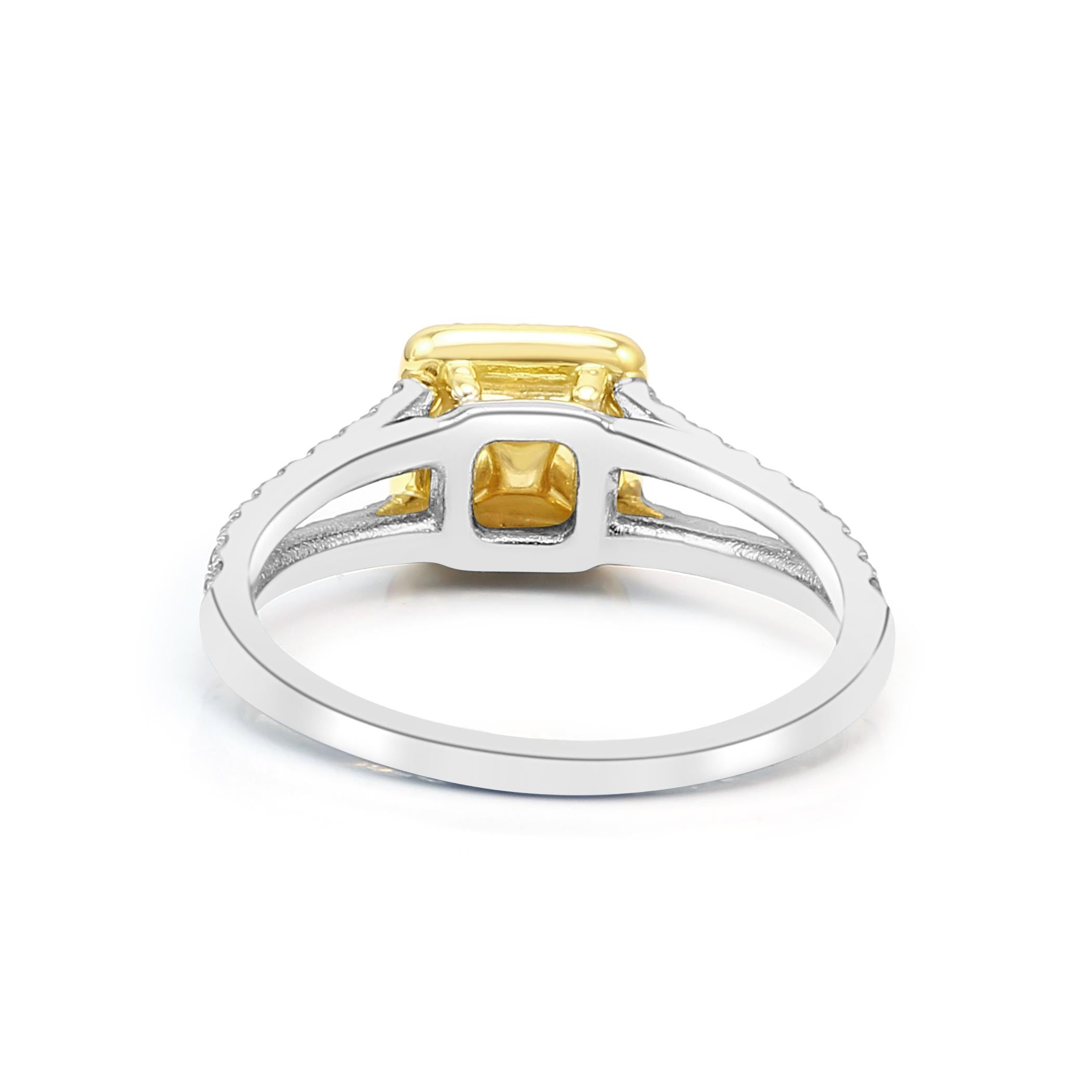 Emerald Emerald Cut White Diamond Halo Two Color Gold Bridal Fashion Ring 5