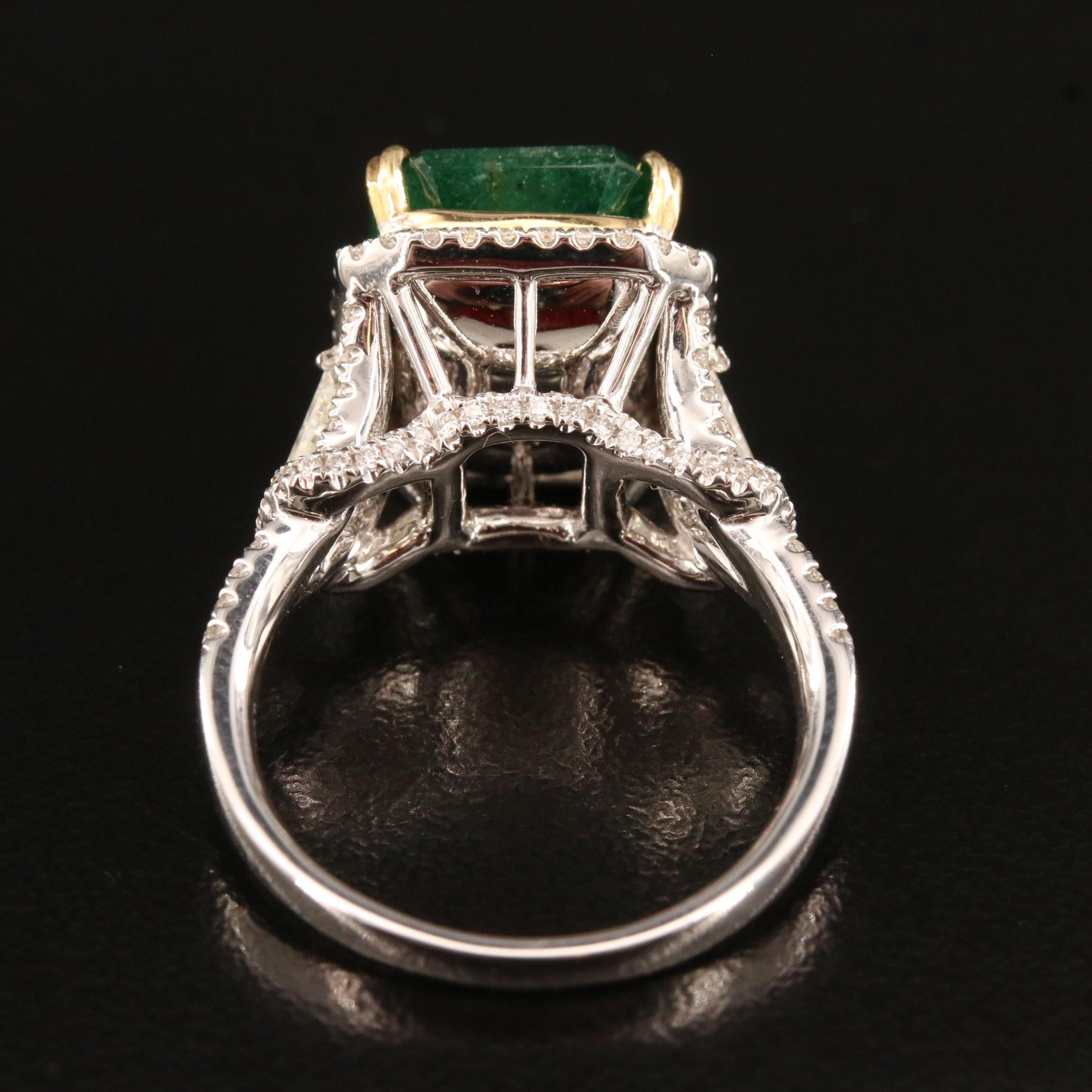 For Sale:  Art Deco 6 CT Natural Emerald Diamond Engagement Ring in 18K Gold, Cocktail Ring 5