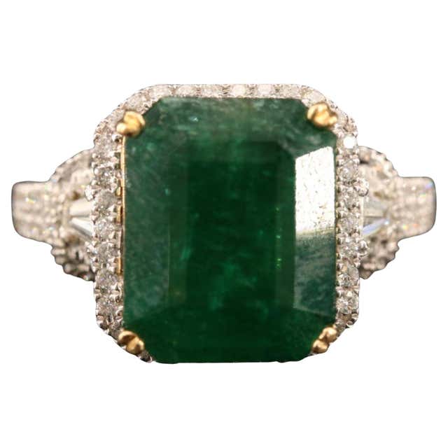 Antique Emerald Diamond Ring at 1stDibs