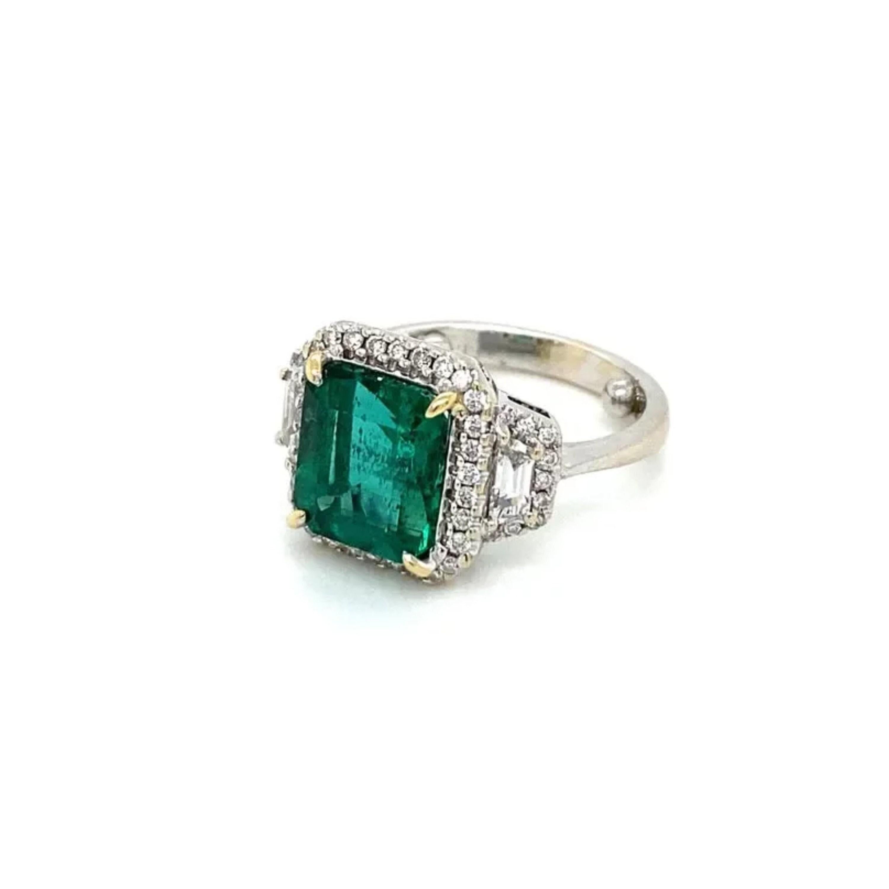 For Sale:  Emerald Engagement Ring, Emerald Cut Emerald Wedding Ring 2