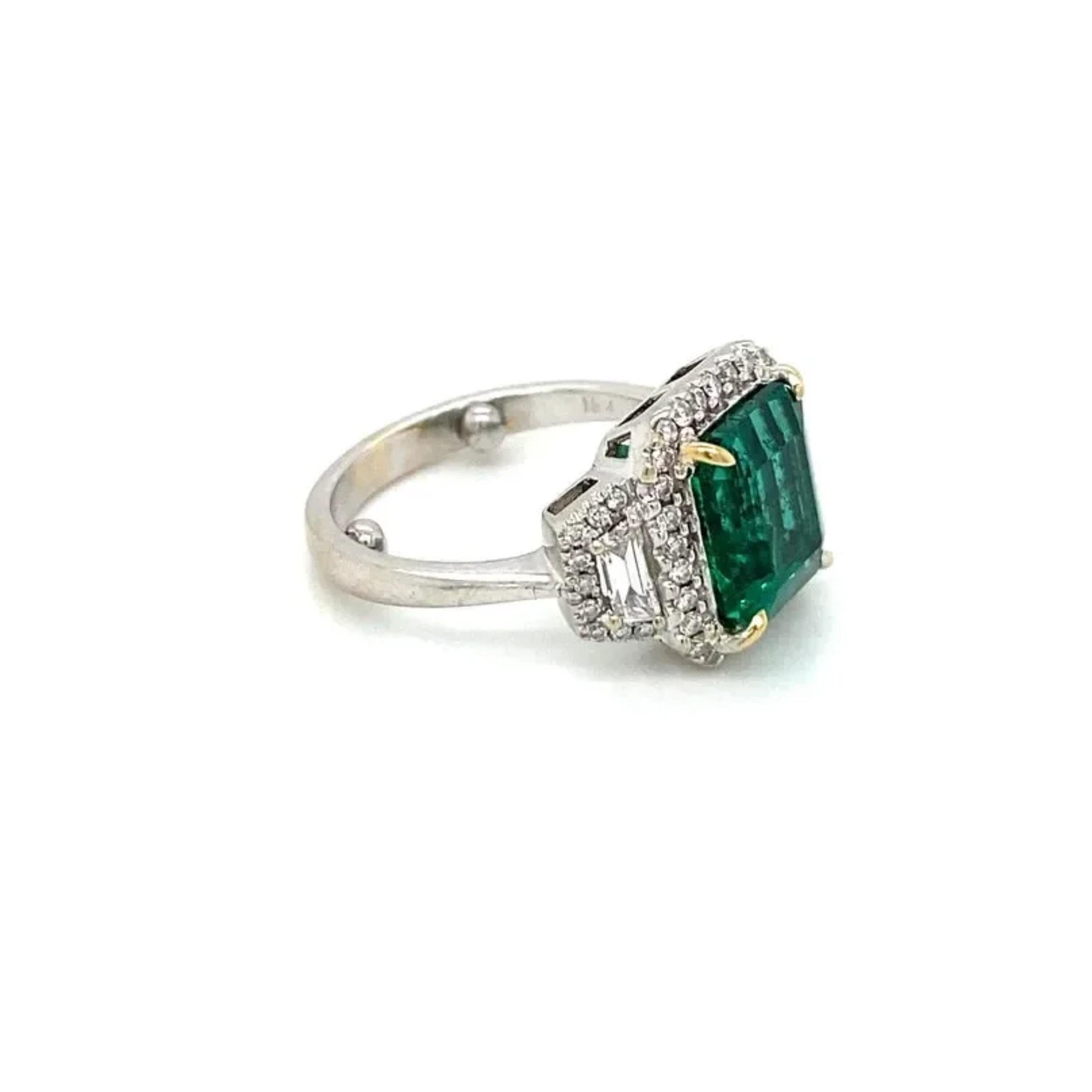 For Sale:  Emerald Engagement Ring, Emerald Cut Emerald Wedding Ring 4