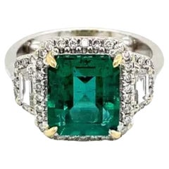 Emerald Engagement Ring, Emerald Cut Emerald Wedding Ring