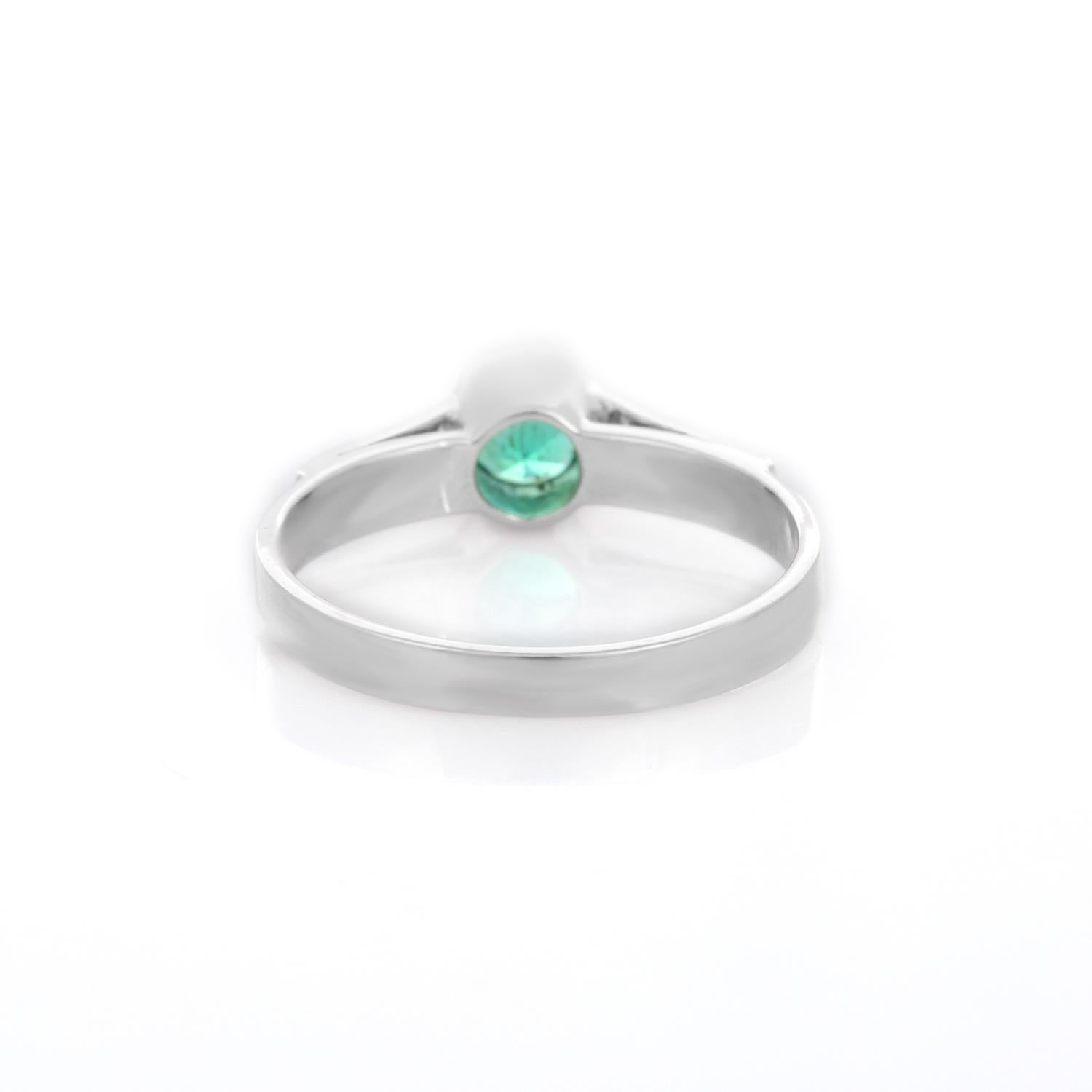 For Sale:  Emerald Engagement Ring with Diamonds in 18K White Gold  5