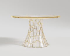 Emerald Entrance Console Texture Glass And Polished Bronze by Palena Furniture